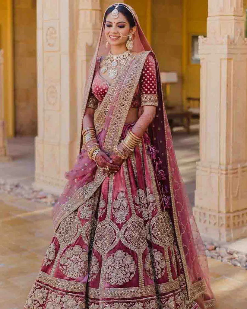 Modern designer bridal lehenga with contemporary embroidery