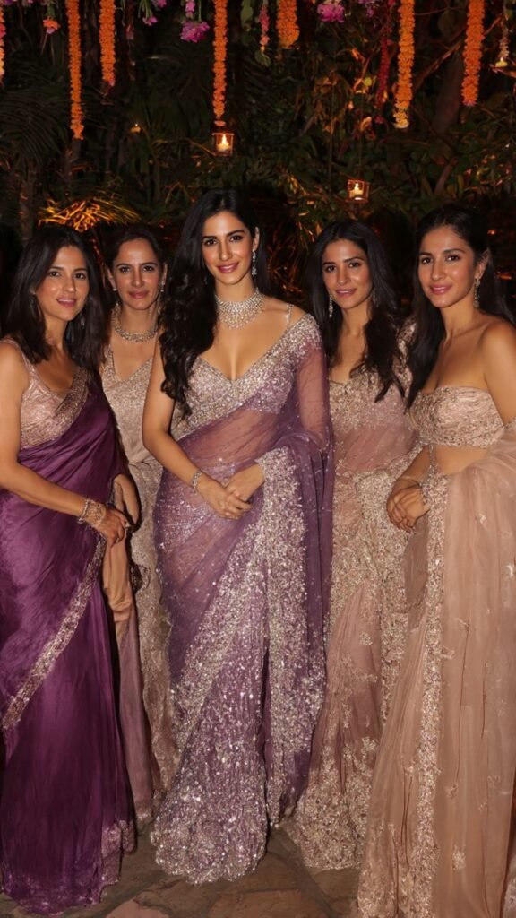  Bridesmaid wearing modern saree inspired by Bollywood