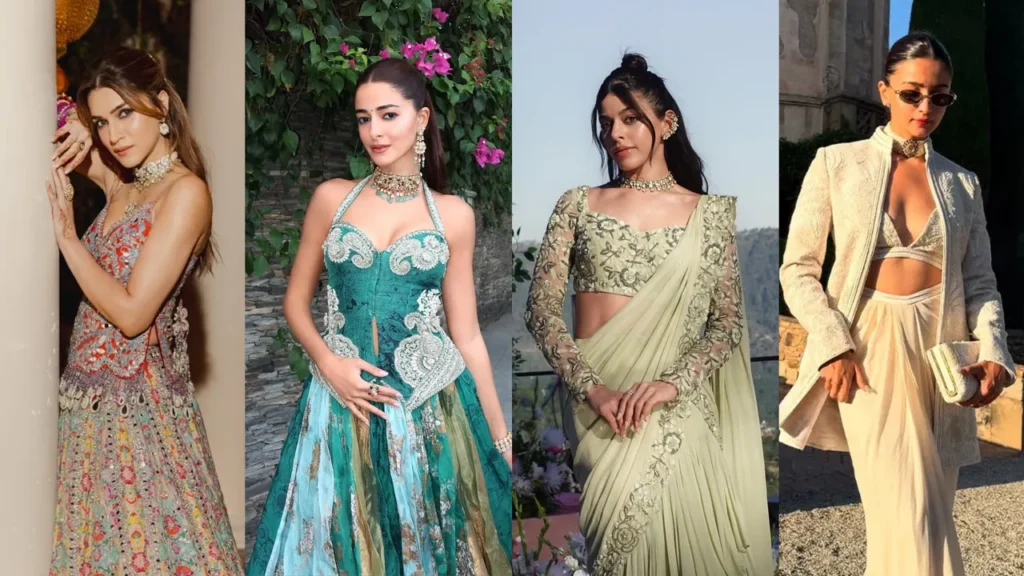 Bridesmaid wearing lightweight Bollywood-inspired outfit