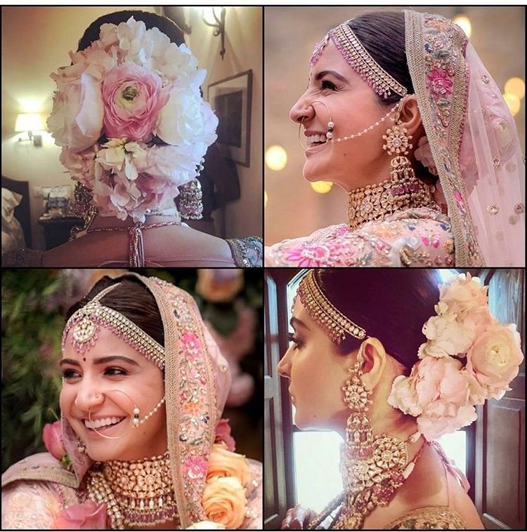  Bride wearing pastel lehenga inspired by Anushka Sharma