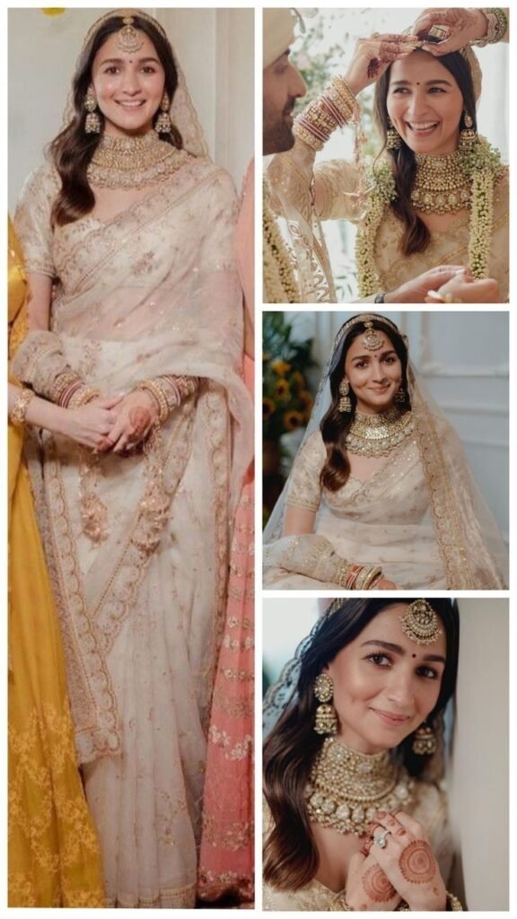 Bride styled in minimal bridal look inspired by Alia Bhatt