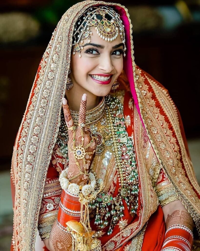 Bride styled in experimental bridal look inspired by Sonam Kapoor