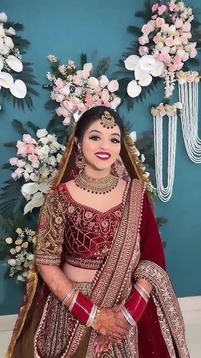  Bride showcasing different dupatta draping styles on lehenga