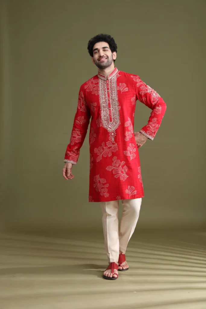 Vibrant printed kurta perfect for Mehndi rituals