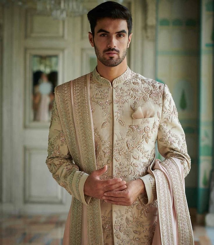 Tailored sherwani with modern silhouette