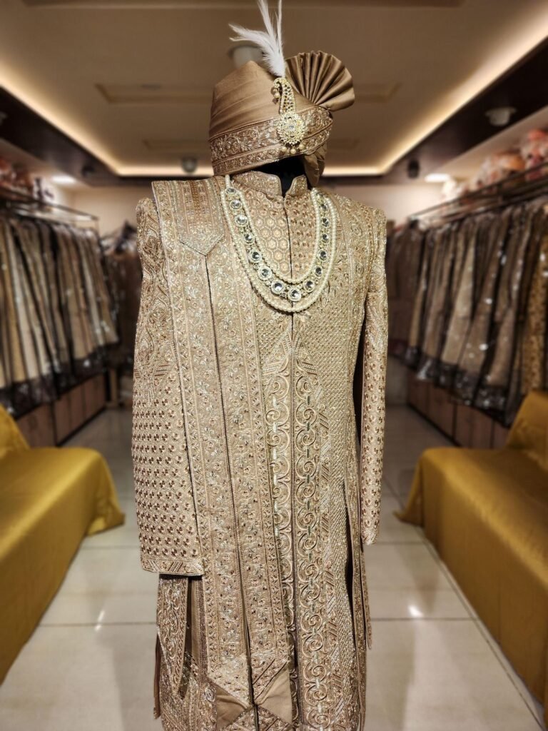 Handcrafted sherwani made with sustainable fabric