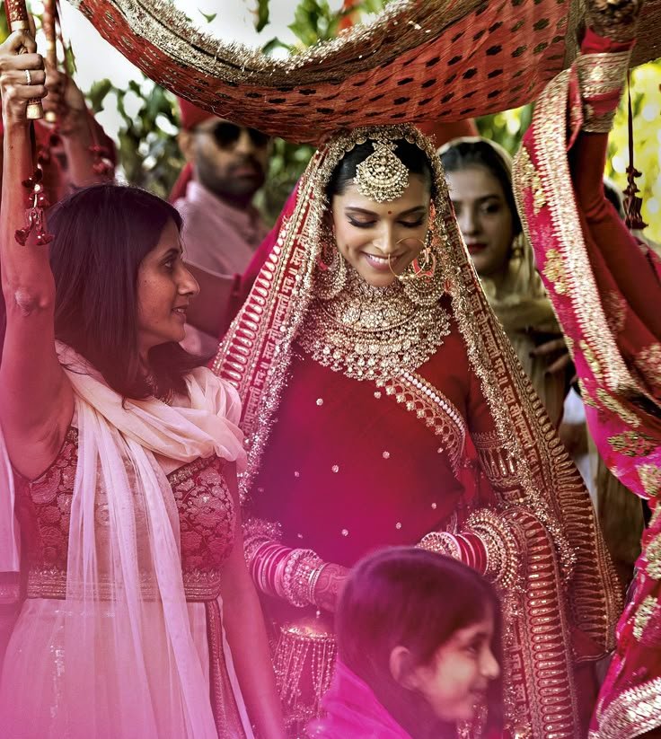 Deepika Padukone inspired red bridal lehenga