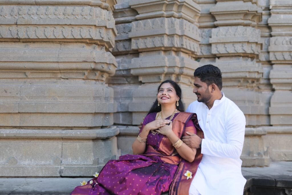 Traditional coordinated pre-wedding outfits