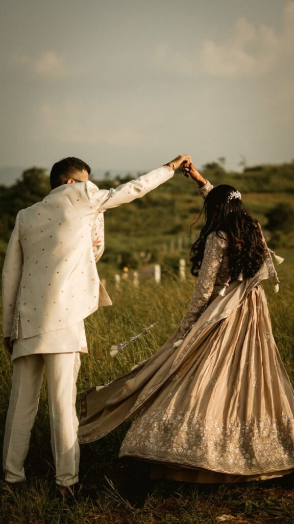 Bride twirling during pre-wedding photoshoot