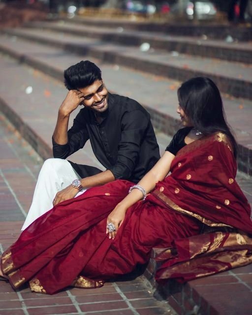  Couple looking away during pre-wedding shoot