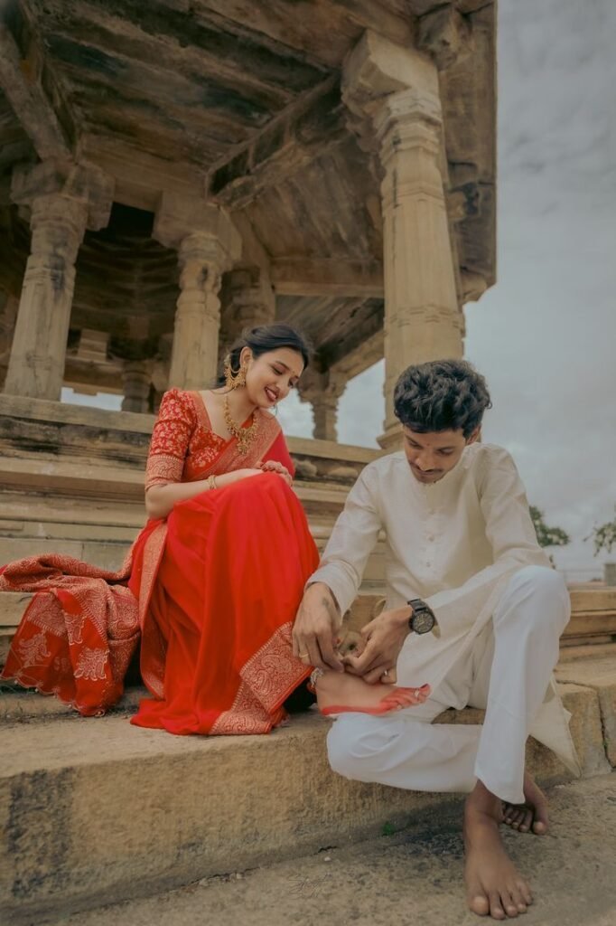 Coordinated accessories for pre-wedding shoot