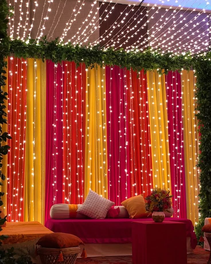 fairy lights haldi decoration at home