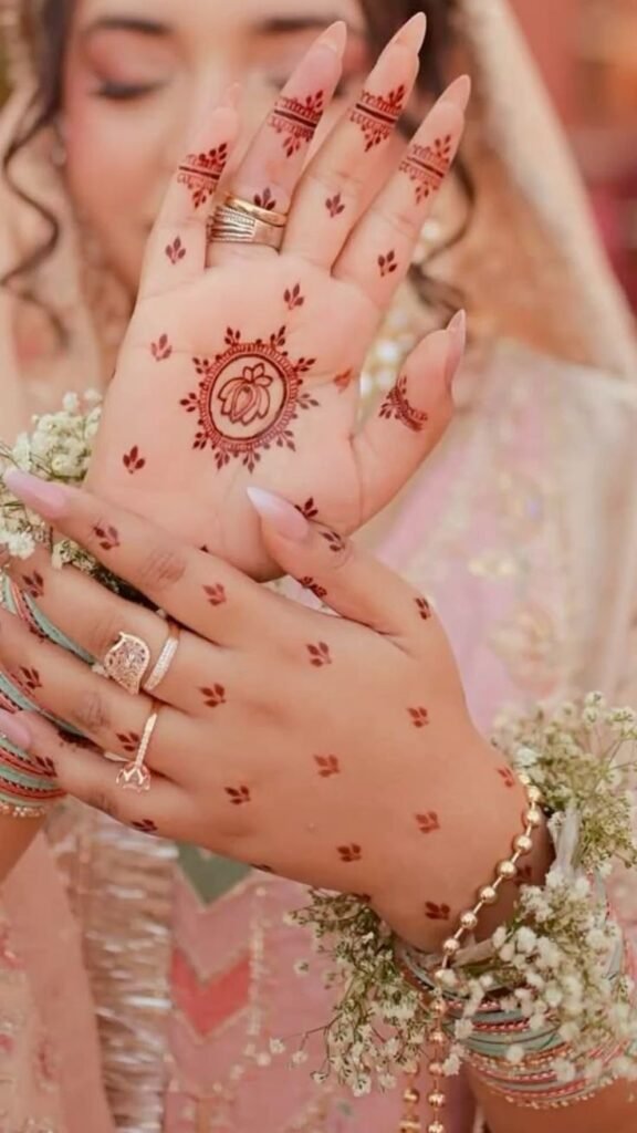 Minimal mandala mehndi design on bride’s palm for 2026 wedding