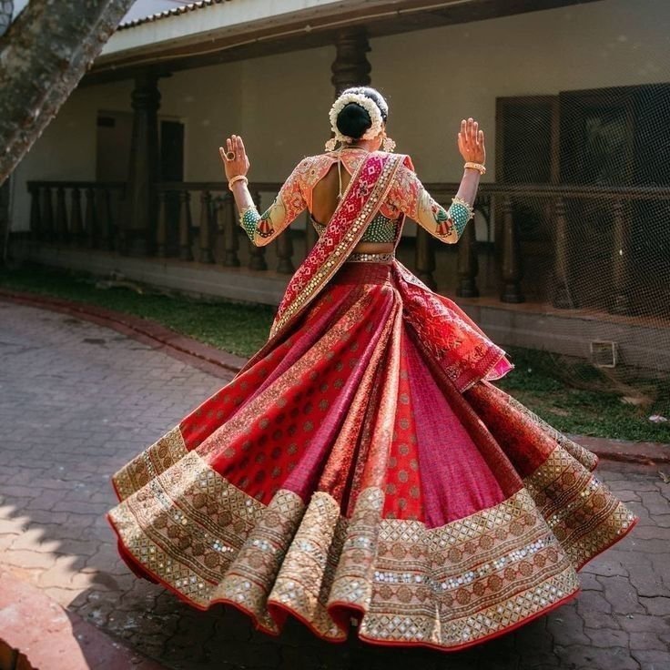  bridal lehenga twirl pose wedding