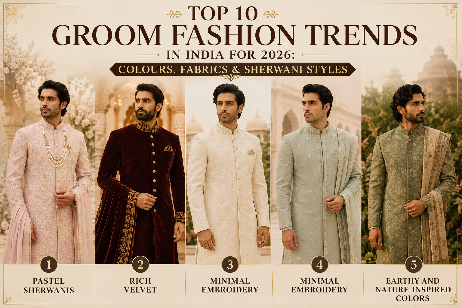 Top 10 Groom Fashion Trends in India for 2026: Colors, Fabrics & Sherwani Styles